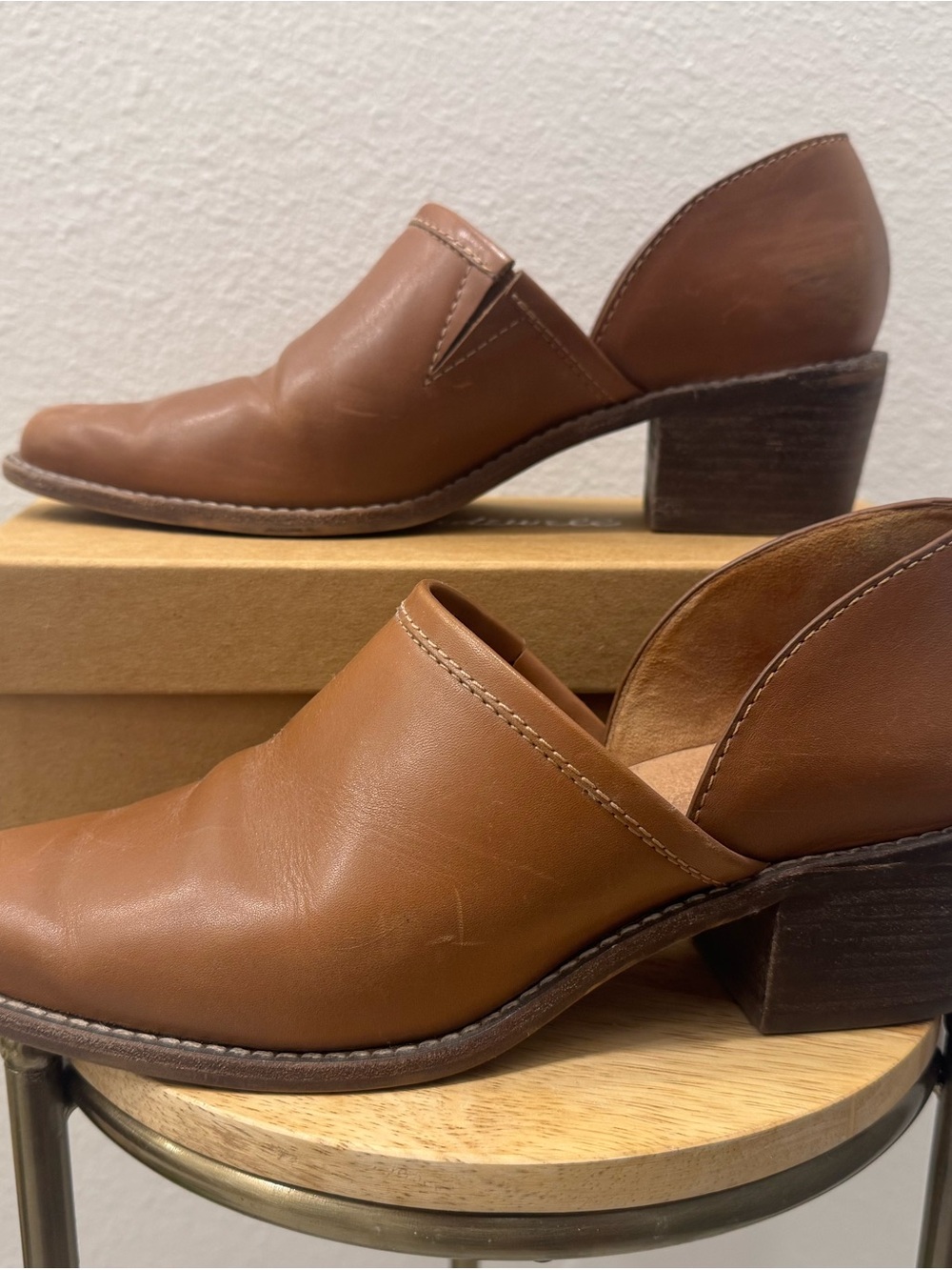 Madewell Brown Leather Cutout D'Orsay Mules